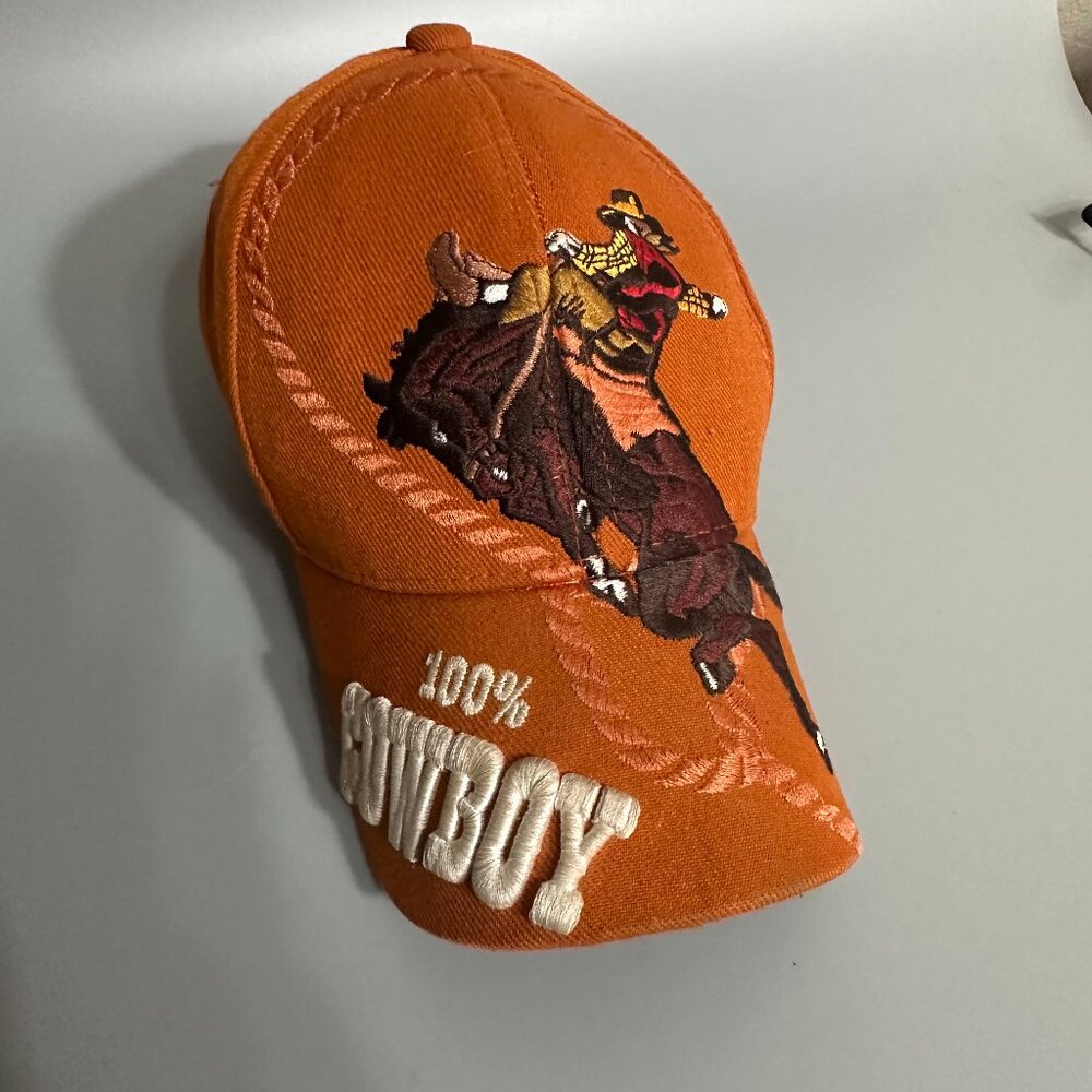 100% Cowboy Bucking Bronco Horse Cowboy Hat Cap Santo Adjustable‎ Stitch brown